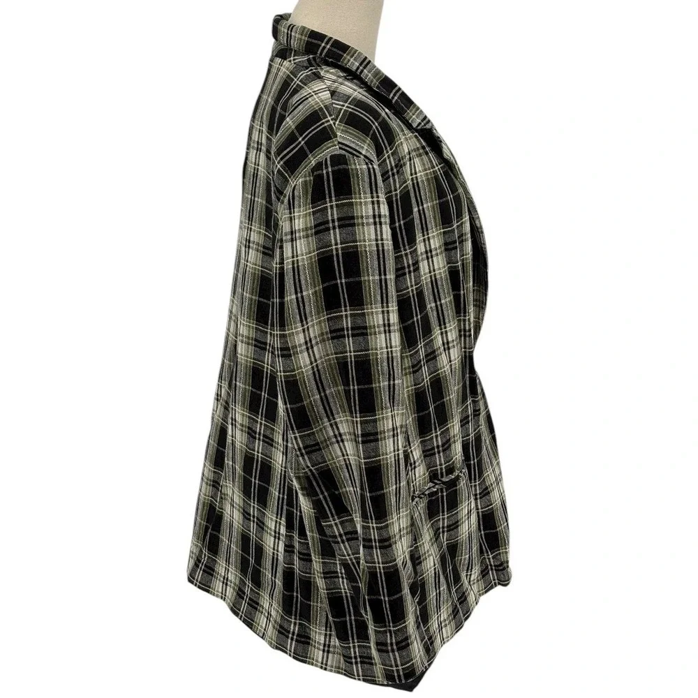 Requirements Woman‎ Plaid Blazer Jacket Size 22W Linen Blend